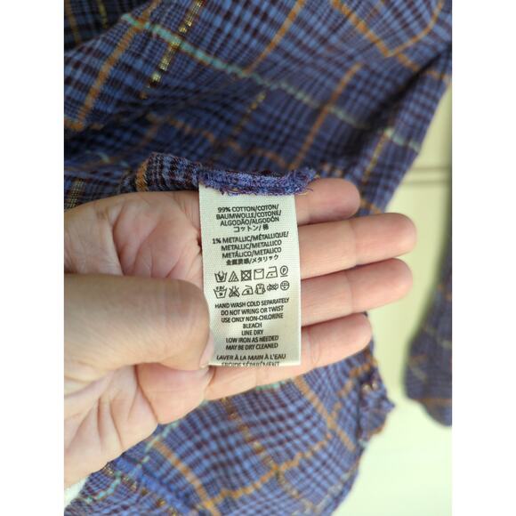 Free People Break My Stride Plaid Shirt - Size Small - Picture 5 of 6